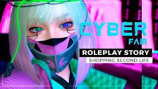 SECOND LIFE Cyber Fair 2023 | Time Travel Roleplay Story | Shopping Haul + Animations