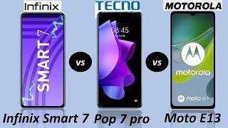 infinix smart 7 (in india) vs tecno pop 7 pro vs moto e13 detail , upcoming mobile under 10000