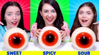 ASMR Sweet vs Spicy vs Sour Food Challenge By LiLibu #3