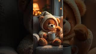 Sleepy Teddy Bear Enjoys a Cozy Cup of Coffee #teddy #cute #funny #funnyvideo #shorts