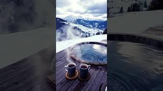 Winter Bliss: Hot Coffee & a Cozy Mountain Retreat #campfirevibes #asmr #chillout #relaxingmusic