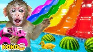 Koko Monkey Play Car And Pretend Play Rescues Friends With A Fire Truck | KUDO KOKO CHANNEL