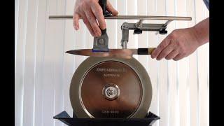 Sharpening a knife on the side of the wheel with Tormek MB-100