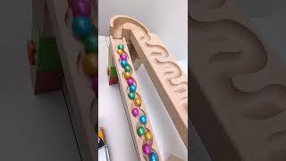 marble Run Race ASMR #55 Wooden Wave Course Colorful Marbles   #marblerun #marblerunrace #asmr