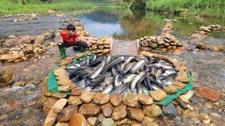 How to fish with a wooden skateboard. Boy Lam caught a lot of fish in the trap.