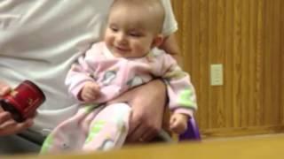 Baby laughs at bleat call