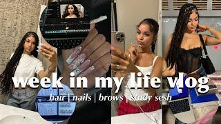 WEEK IN MY LIFE VLOG || hair, nails, brows, studying, makeup tut, hauls