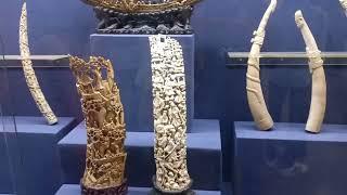 Ivory carvings: A Showcase of Elephant Tusks sculpture at salarjung museum hyderabad