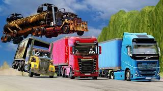 R.a.c.e : MAD  American vs.  European Trucks Police Chase & Brutal Race in BeamNG.drive 