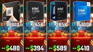 RYZEN 7 9800X3D vs ULTRA 7 265K vs ULTRA 9 285K vs INTEL I7-14700K | Test in 6 Games