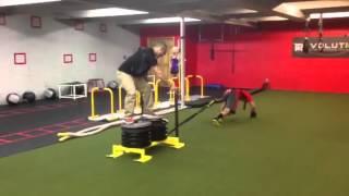 Mike Kantorski pulling Rahm on the sled