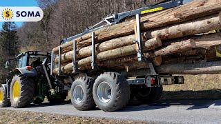 Timber transport with Palms H8D & John Deere 6120M Autopower | LU-Herzog | Auer Landtechnik | SOMA