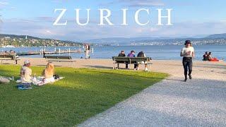 Zurich Summer Walk Lake Zurich  4k Walking Tour Switzerland 2024 ️