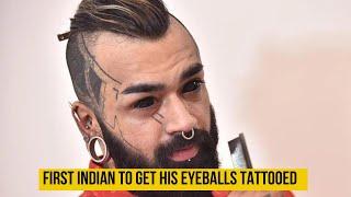 Karan King | First Indian to get his eyeballs tattooed️ #shorts #eyetattoo #tattoo