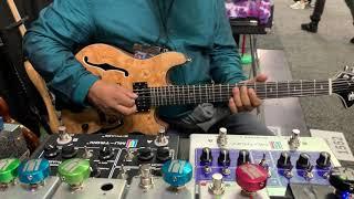 Winter NAMM 2020 Mu-Tron Booth with PHRED instruments DockStar Burl Maple - Dale Williams