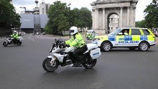 London Metropolitan Police Special Escort Group escorting Britsh Prime Minister