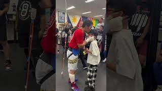 MANNY PACQUIAO KISSES HIS SON DURING WORKOUT