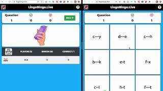 LingoBingo game -  Displayed cues mode, hidden letters mode