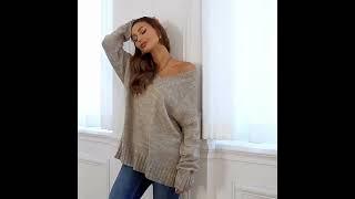 V Neck Solid Knitted Oversized Sweater