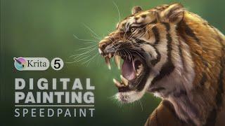 The Rage! a Tiger Digital painting in Krita. speedpaint.