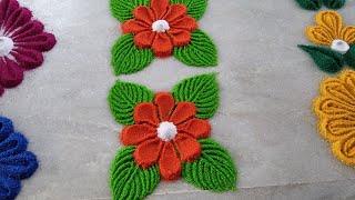 easy border rangoli designs/ 3 simple side borders