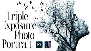 Photoshop: Create a Powerful, TRIPLE Exposure PHOTO Portrait!