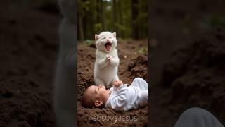 Baby ate worms and got sick luckily kitten and jesus saved Baby #jesus #kitten #baby