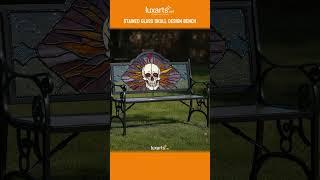 Custom Stained Glass Skull Bench: A Striking Piece of Art for Your Home