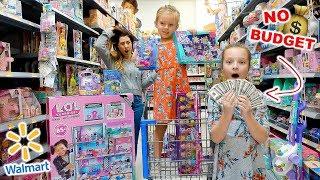 KIDS NO BUDGET WALMART SHOPPING!  Peyton & Olivia Toy Haul