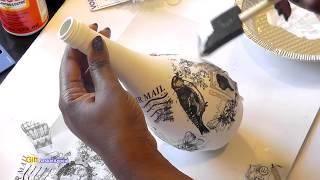 MOD PODGE BOTTLE USING VINTAGE NAPKIN | DECOUPAGE IDEA