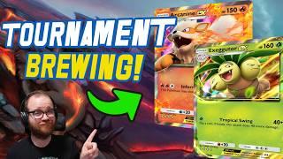 Arcanine EX & Exeggutor EX brew in a Pokemon Pocket Tournament!