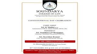 Constitutional Day Celebration-Chief Guest:Sri. K Mathai,KAS-Sakala Mission-Soundarya College of Law