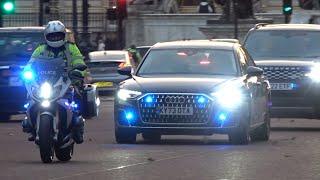 Queen Camilla Motorcade going to and coming from Buckingham Palace after Returning to Public Duties