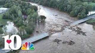 Drone video shows Greene County bridge collapse Friday