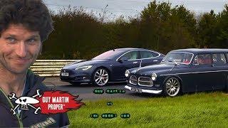 Tesla Drag Race - Guy's custom turbo Volvo VS The Model S | Guy Martin Proper