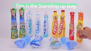 Bottle shape stand up drinking water pouch bag