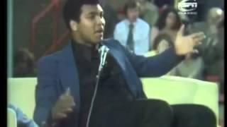 Muhammad Ali giving an inspirational speech.