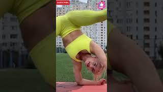 SHE"S NOT SHY!! Beautiful blonde shows off her HOT YOGA  flexibility & strength | #Shorts #yoga