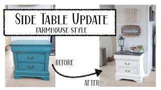 DIY SIDE TABLE UPDATE - GOING NEUTRAL | PAINTING PROJECT | FARMHOUSE STYLE // ClutteredCorkBoard