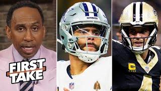 FIRST TAKE | Derek Carr will expose Dak Prescott as a fraud! - Stephen A. on Saints vs. Cowboys game