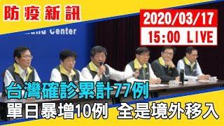 【最新消息】台灣確診累計77例　單日暴增10例 全是境外移入 #中視新聞LIVE直播2020/03/17