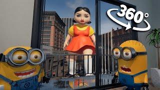 360° SQUID GAME VR GIANT DOLL in the City Found MINIONS!  Most DANGEROUS Hide and Seek! 