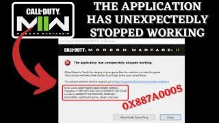 Modern Warfare 2 Error 0X887A0005 The application has unexpectedly stopped working