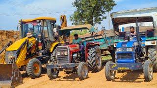 JCB 3dx Eco Xpert Loaded Tractor Stuck in Mud Eicher 485 Mahindra 475 Massey 241 | Jcb Tractor Video