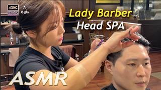 ASMR | Refreshing Head Spa, Scalp Massage, Haircut, Shave | Korean Lady Barber