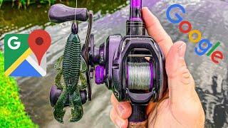 GOOGLE MAPS FISHING CHALLENGE WITH GOOGAN BAITS!! Urban Dallas pond hopping