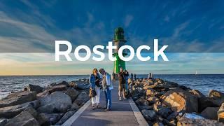 Rostock, Germany. A walk through a beautiful port city at the end of summer - 4K