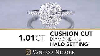 Micro Pave Halo Engagement Ring | Savannah's Cushion Cut Engagement Ring | Vanessa Nicole Jewels