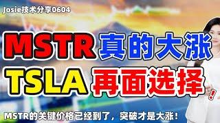 股票|美股|美股分析|MSTR突破才会暴涨，哪里是关键价格？特斯拉再面选择，如何操作？#MSTR#TSLA