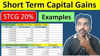 Short Term Capital Gains Tax Calculation | Income Tax on STCG @20% with Examples in Hindi